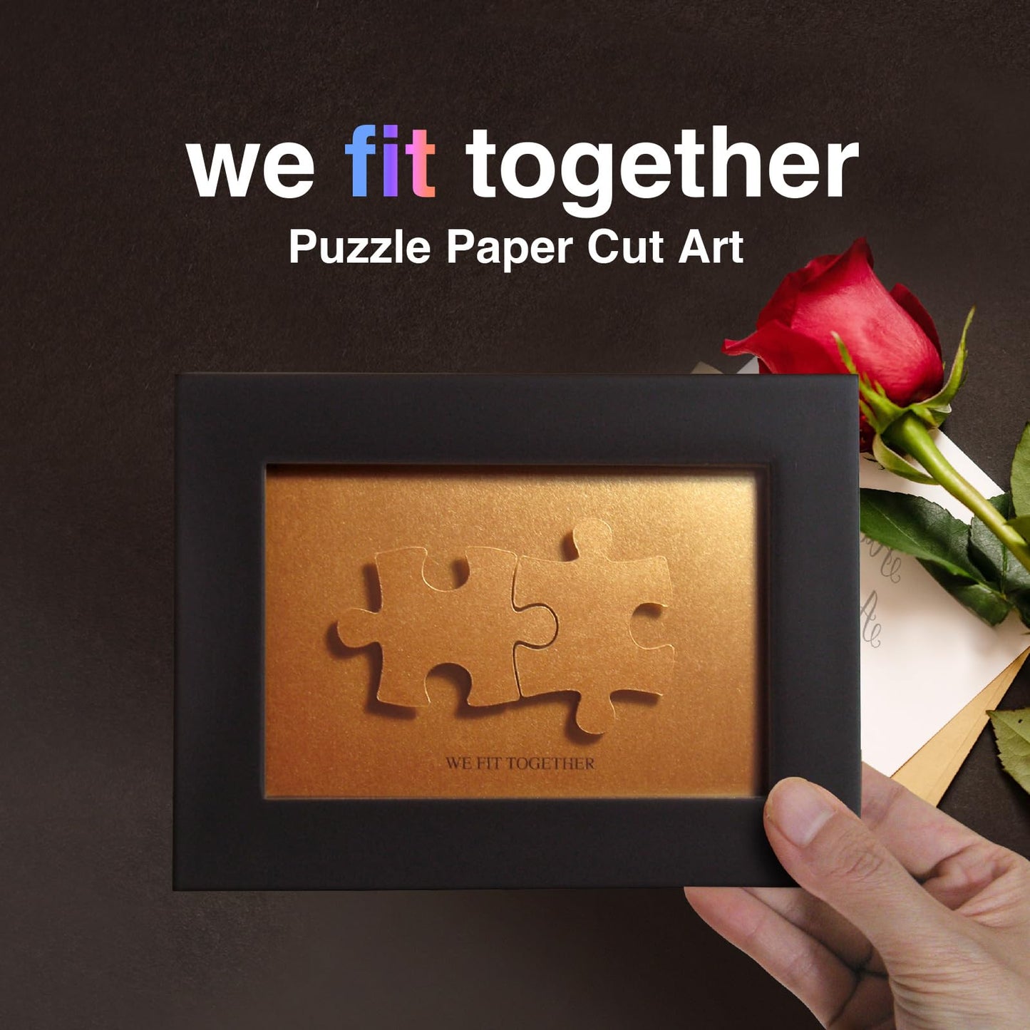 We fit together Puzzle Paper Cut Art - Bronze 8th Anniversary Gift for him or her, DIY the Name and Date on Jigsaw, Christmas Valentines Day Gift from Wife