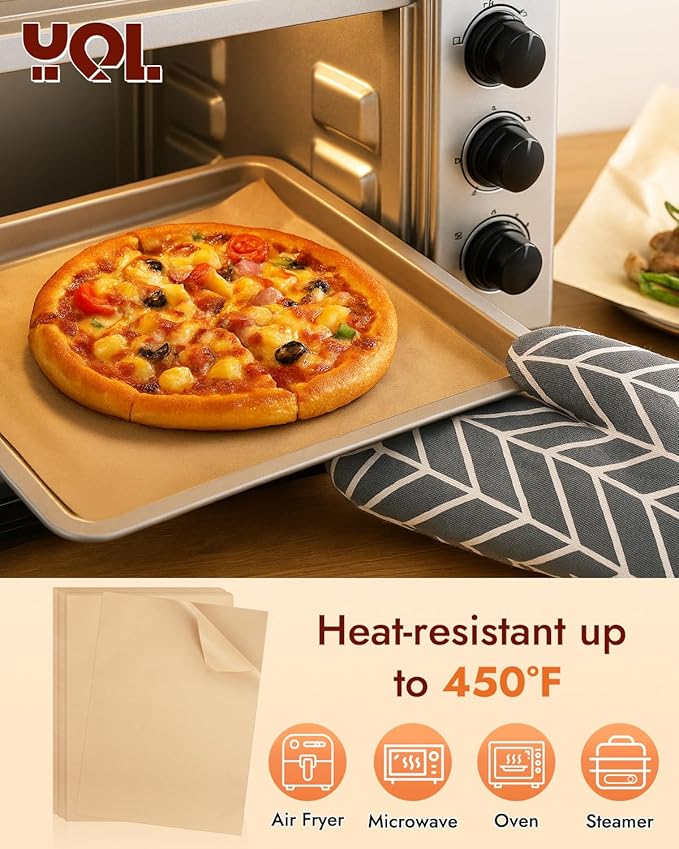 YQL 12x16 Inch 150PCS Disposable Pre-cut Parchment Paper Sheets, Unbleached Parchment Paper Liners, Non Toxic Rectangular Air Fryer Liners for Cookies, Bread, Roasting, Air Fryer and More