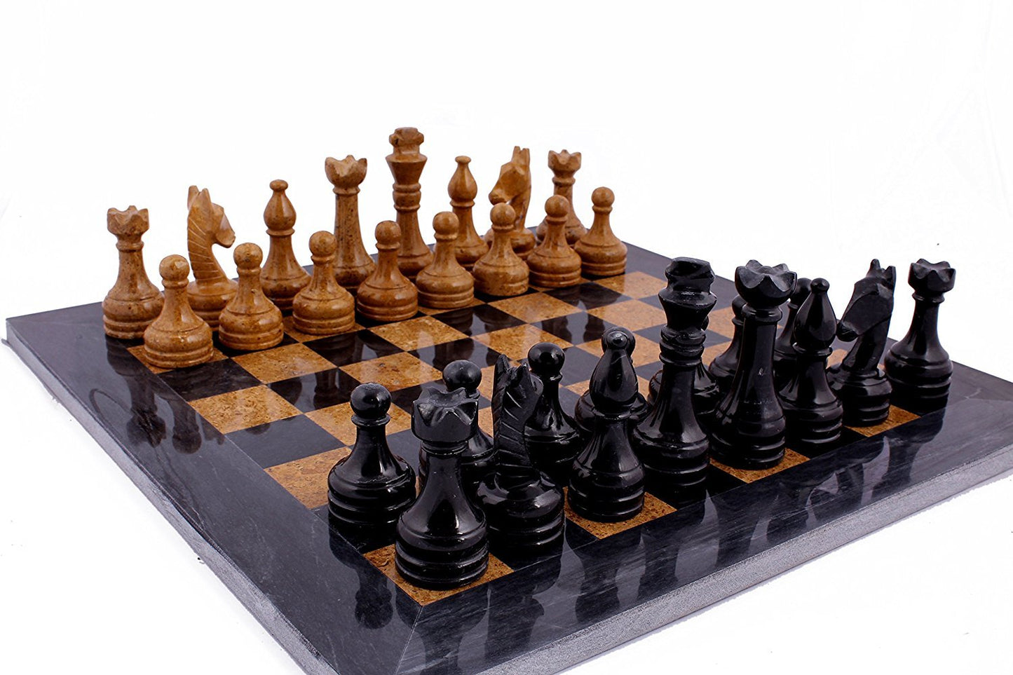 Radicaln Marble Chess Set 15" Inches Black and Golden Handmade Luxury Board Games for Adults, Ideal Marble Chess Board Game Set & Chess Pieces