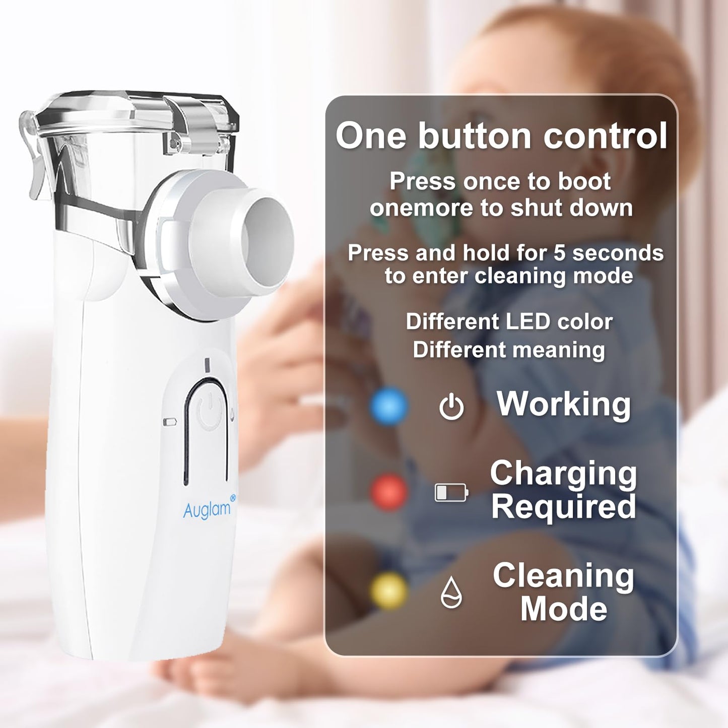Ultrasonic Portable Nebulizer, USB Rechargeable Portable Nebulizer with Two Mode and Auto Clean for Adults Kids Travel Home Daily use
