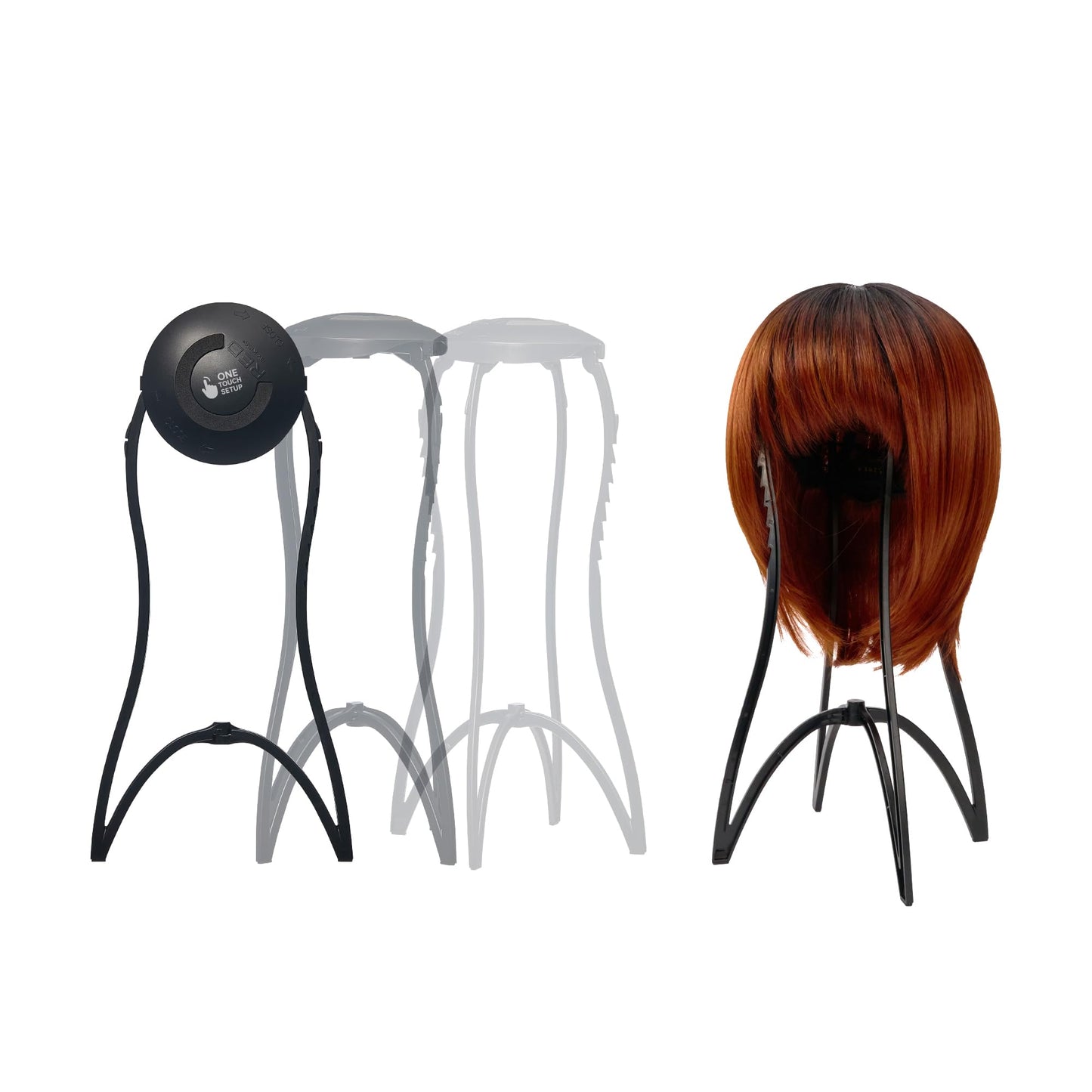 Red by Kiss One Touch Wig Stand, Collapsible & Sturdy, 17    Heavy Duty Travel Wig Stand with Nonslip Grip & Rubber Feet for Eas