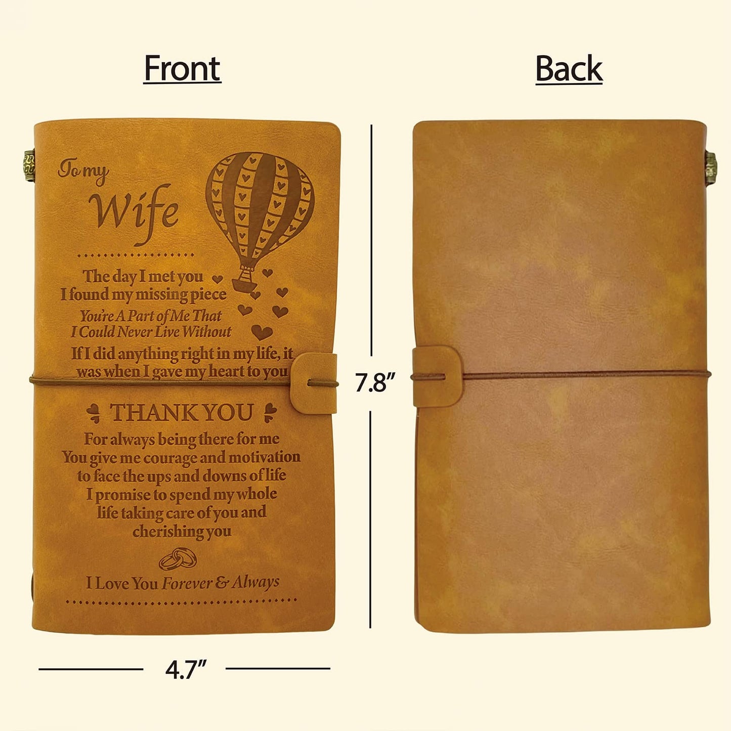 To My Wife Gifts, Wife Journal with Pen, I Love My Wife Keychain, To My Wife Leather Journal 140 Pages Notebook Diary, Gift for Wife Romantic from Husband, Gifts for Wife Birthday Anniversary