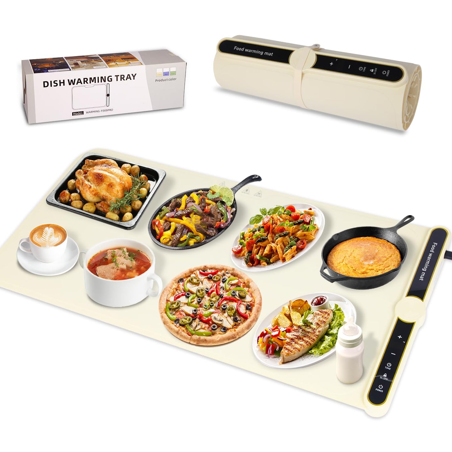 31.8 inches Silicone Warming Mat for Food,248℉ Fast Full Surface Heating Electric Warming Tray, 9 Level Temperature Adjustable Warming Kitchen Mat, Roll Up Food Warmer Mat for Countertop
