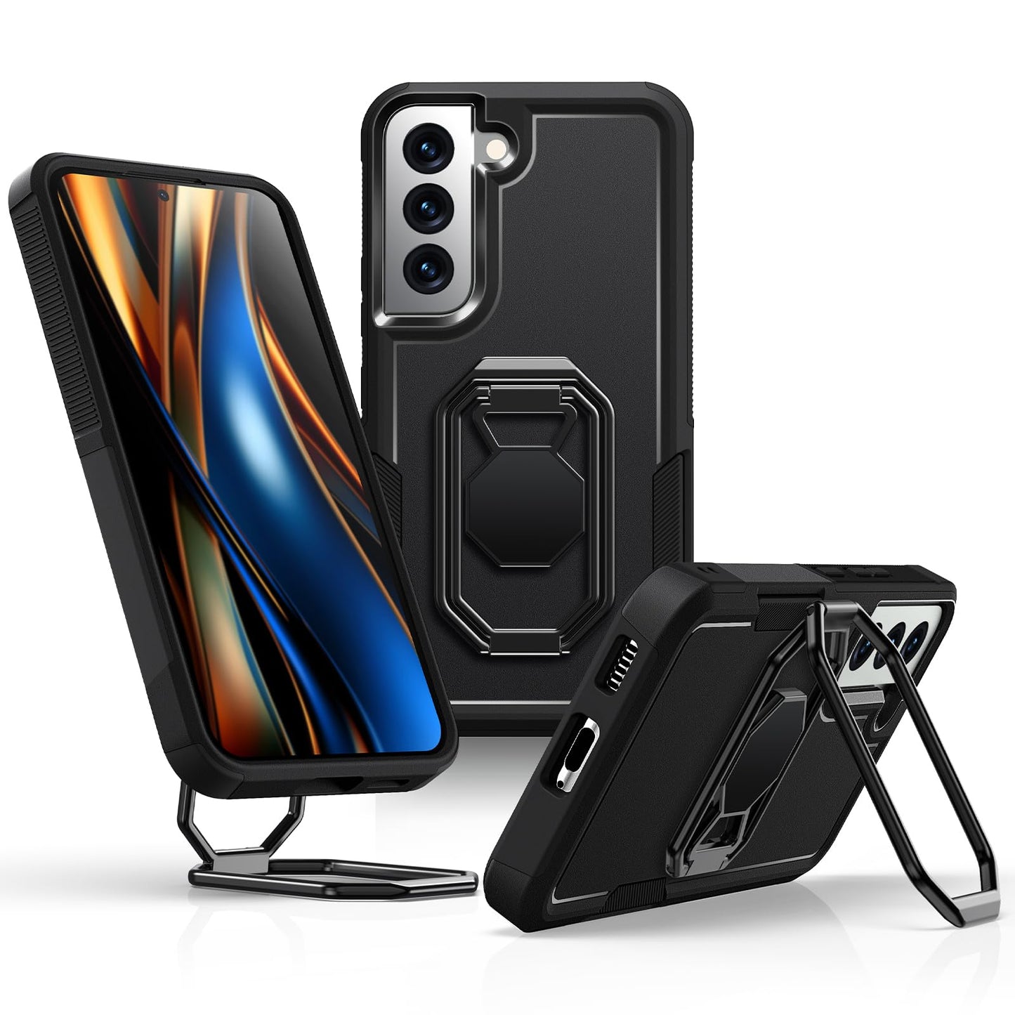 Shields Up For Samsung Galaxy S22 Case With Stand (Two-Way Stand), Galaxy S22 Phone Case With Double Ring Holder, Heavy Duty Sho