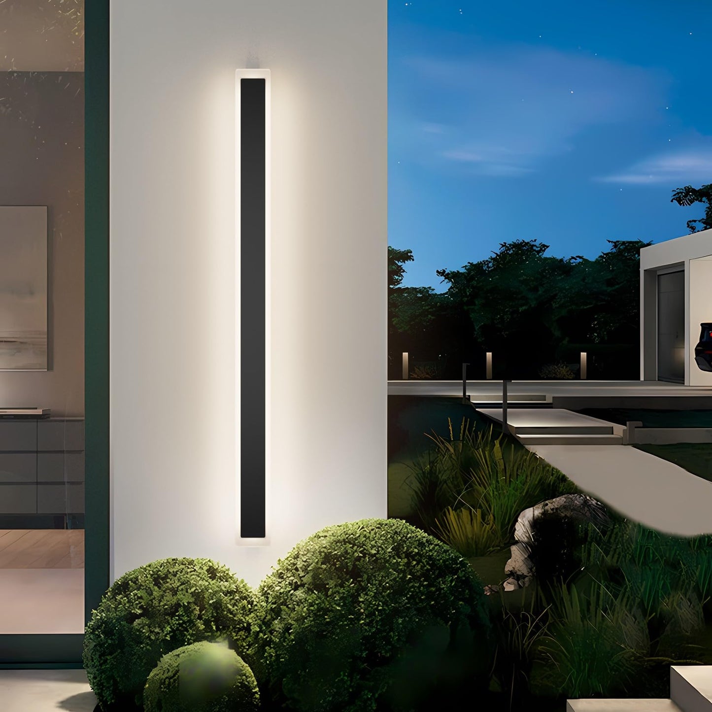 Coinmit Long Outdoor Wall Light 47.2In 4000K,Modern Black Exterior Wall Mount Outdoor Lighting IP65 Waterproof for Porch Courtyard,1Pack