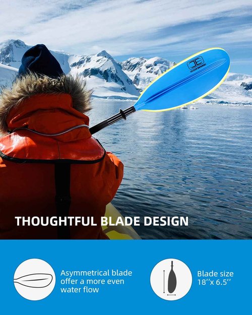 OCEANBROAD Kayak Paddle 95in/241cm Alloy Shaft Kayaking Boating Canoeing Oar with Paddle Leash 2 Paddles, Blue