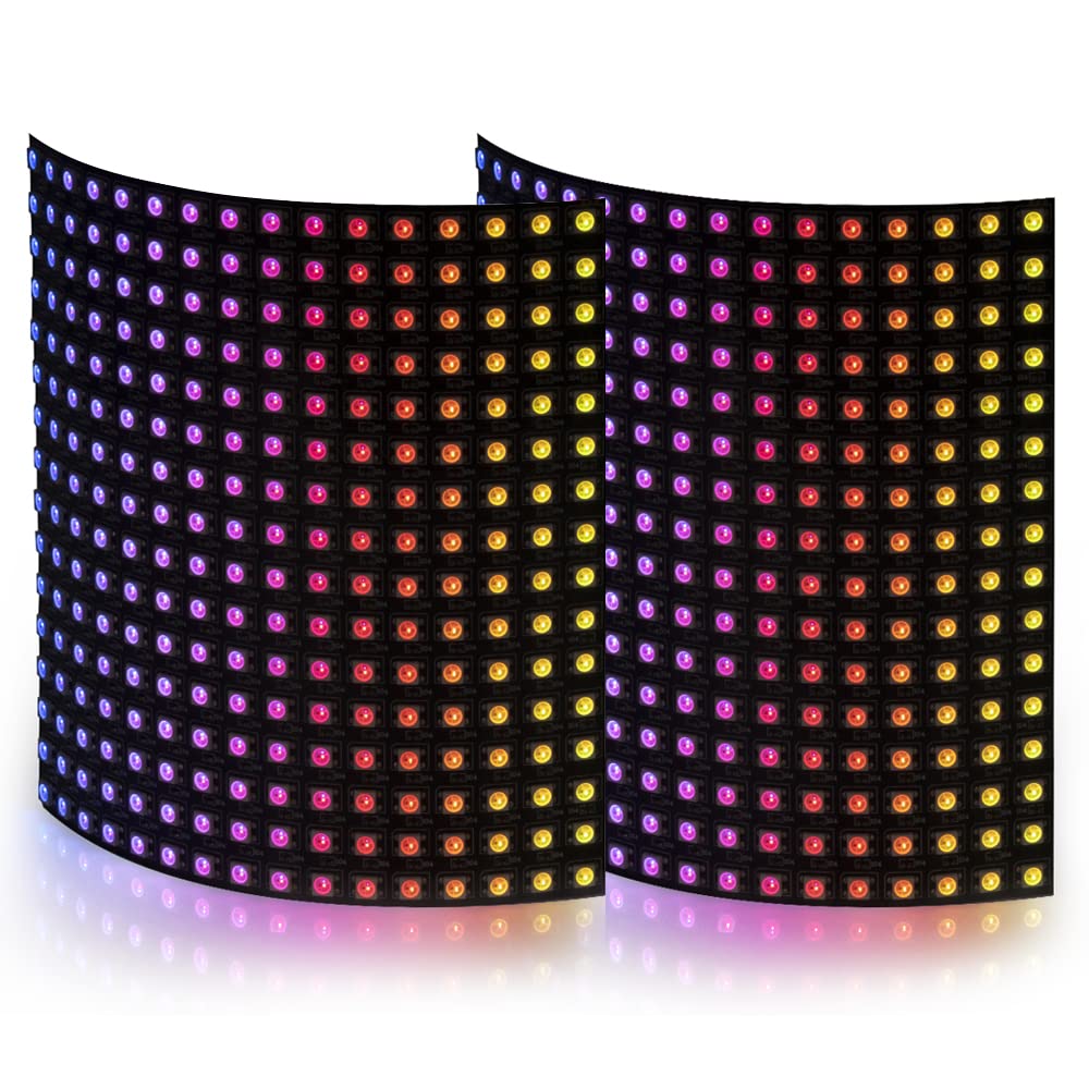 BTF-LIGHTING 2 Pack WS2812B ECO RGB Alloy Wires 5050SMD Individual Addressable 16X16 256 Pixel LED Matrix Flexible FPCB Full Color Works with WLED,SP802E Controllers Image Video Text Display DC5V