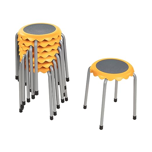 ECR4Kids Daisy Stackable Stool Set, Flexible Seating, Yellow, 8-Piece