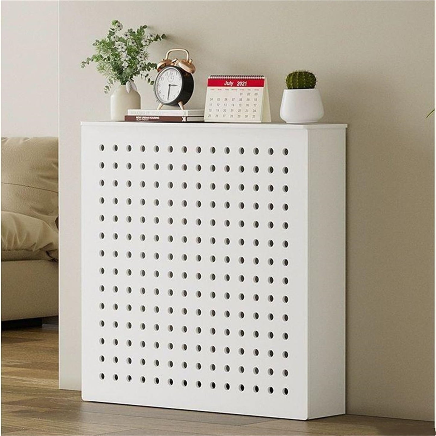 MUCJLHYY Wooden Radiator Covers – Modern Heater Covers for Home, Living Room – PVC Radiator Cabinet with Ventilation, Safety and Storage Rack(60x60cm/23.6x23.6in)