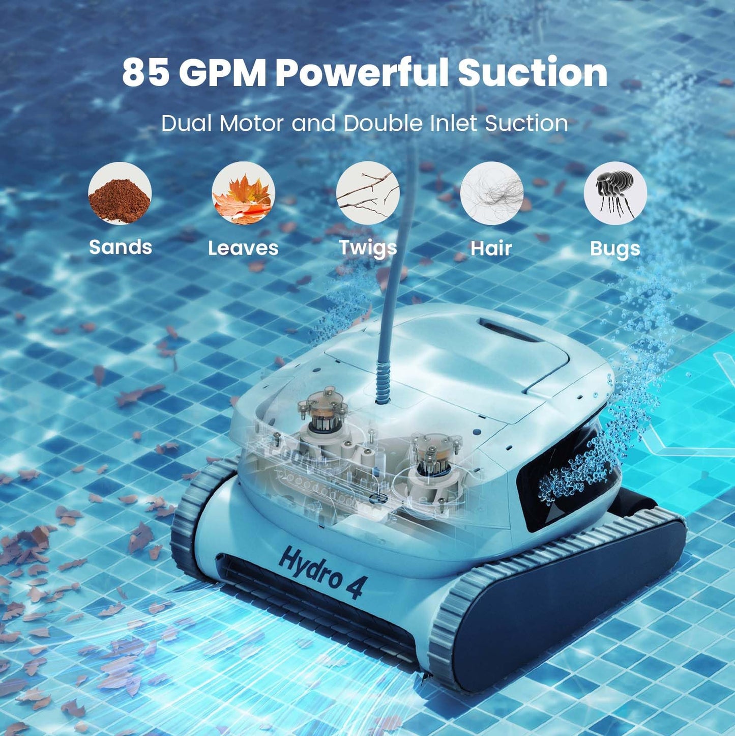 Chasing Hydro 4 Cordless Pool Vacuum for Inground Pools | 210-Min Battery Pool Robot for Floor, Wall & Waterline Cleaning | Smart App Control | 5070 GPH Suction Perfect for Pool Opening Season