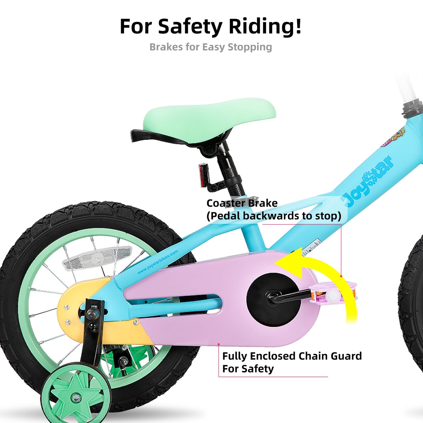 JOYSTAR 12 Inch Kids Bike for 2-4 Years Girls Toddler Rainbow Girl Bike with Training Wheels and Coaster Brake Children Bicycle 85% Assembled Macaroon