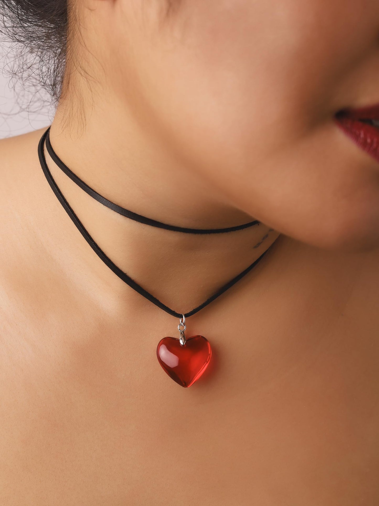 Sacina Goth Vintage Layered Red Heart Choker Necklace, Heart Necklace for Women, Black Choker, Gothic Necklace, Y2k Necklaces, Valentine Gift, Christmas Jewelry Gift For Women