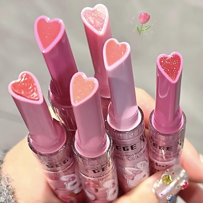 6 Colors Cute Jelly Lipstick Set, Shine Hydrating Lip Gloss, Moisturizing Tinted Lip Balm, Smooth Nourishing Lip Care Lip Tint with Gift Box