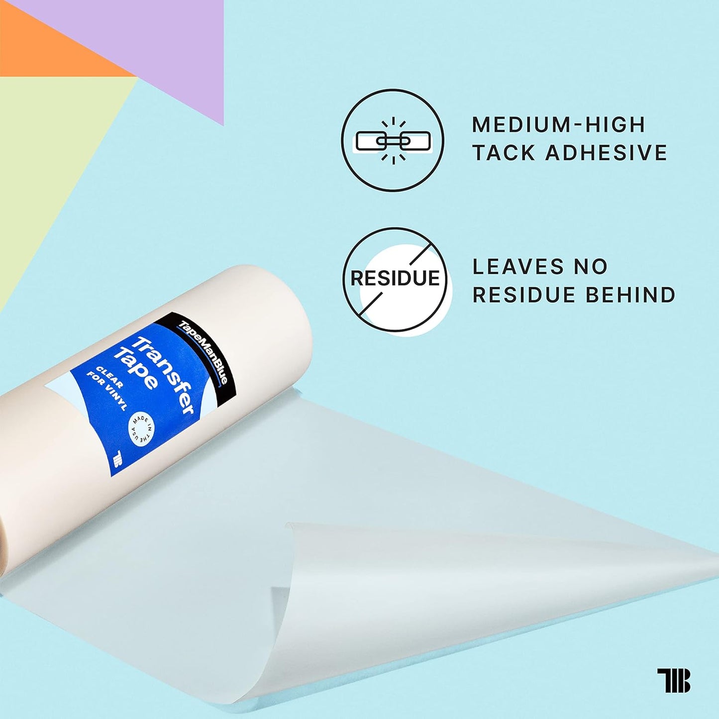 24" x 300' Roll of Clear Transfer Tape for Vinyl, Made in America, Premium-Grade Vinyl Transfer Tape with Medium-High Tack Adhesive for Applying Decals, Letters, and Graphics