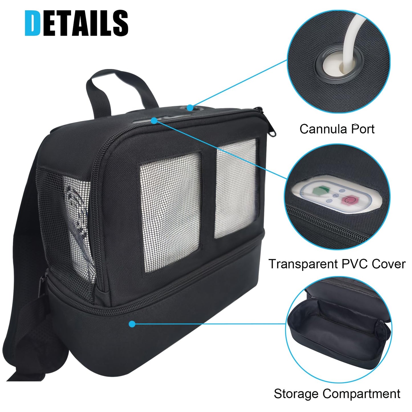 Jvnvlki Backpack for Portable Oxygen Concentrator 3L/Min, Adjustable Straps Multiful Pockets Storage Design, for 3L/Min Portable Oxygen Concentrator