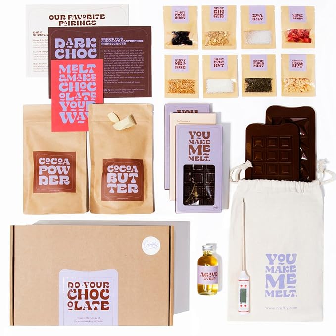 Craftly's Chocolate Making Kit: Create Delicious, Natural Chocolate at Home | Complete Set with Toppings | A Thoughtful Gi...