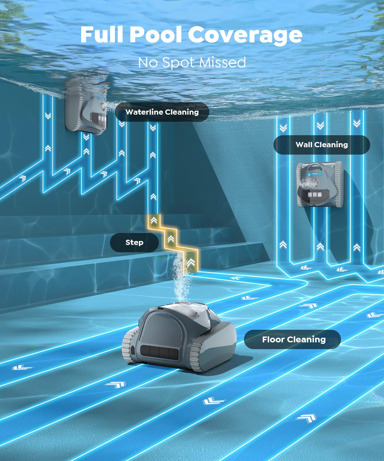 C1 Cordless Robotic Pool Cleaner, Wall & Waterline Cleaning, Pool Vacuum Robot for Inground Pools, Matte Gray