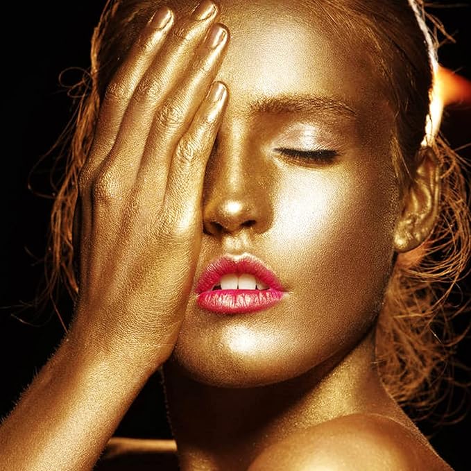 MEICOLY Cream Metallic Gold Face Body Paint,2.37Oz Large Tube Water Based Full Body Paint,Professional Gold Face Paint for Halloween Stage SFX Special Effects Cosplay Makeup