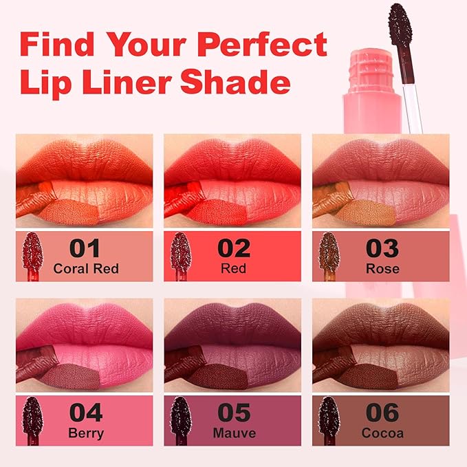 Lip Liner - Lip Stain Peel Off Moisturizing Long-Lasting & Waterproof Transfer Proof & Plumping, Non-Stick Cup Lip Liner Stain Tint For All Skin Types (Coral Red, 1 PCS)