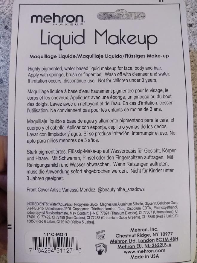 Mehron Makeup Liquid Makeup | Face Paint and Body Paint Perfect for Halloween, Cosplay I Air Brush Compatible Body Paint (1 oz) (MONSTER GREY)