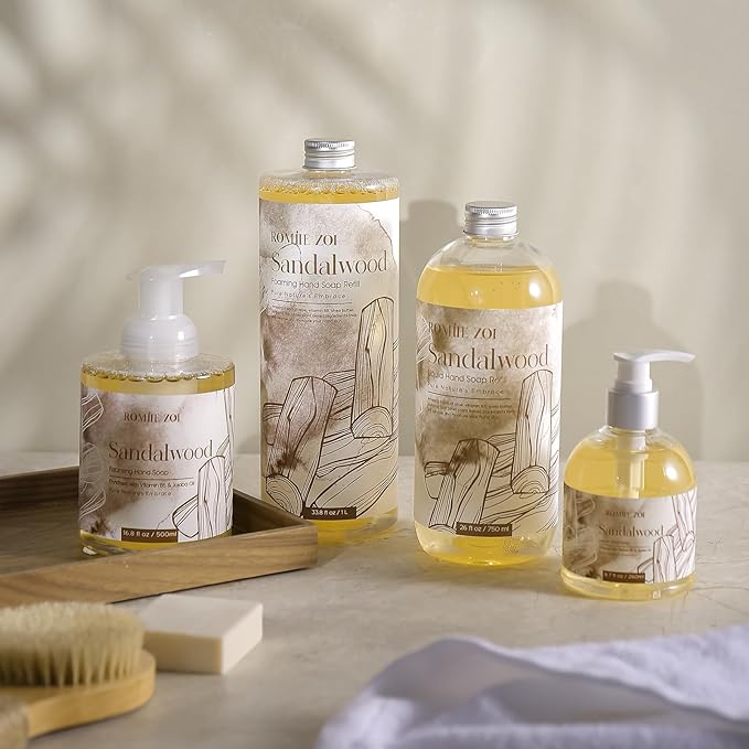 ROMIIE ZOI Liquid Hand Soap Refill, Sandalwood, Gentle & Moisturizing Formula, 750 ML/ 26 FL OZ