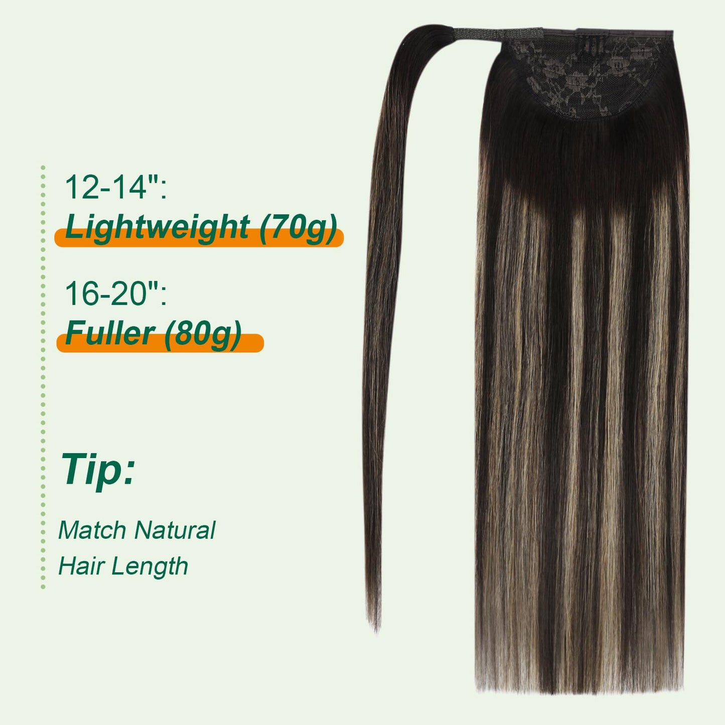 Easyouth Pony Tails Hair Extensions Human Hair Natural Ponytail Extension Human Hair Dark Brown Balayage Light Brown Hair Ponyta