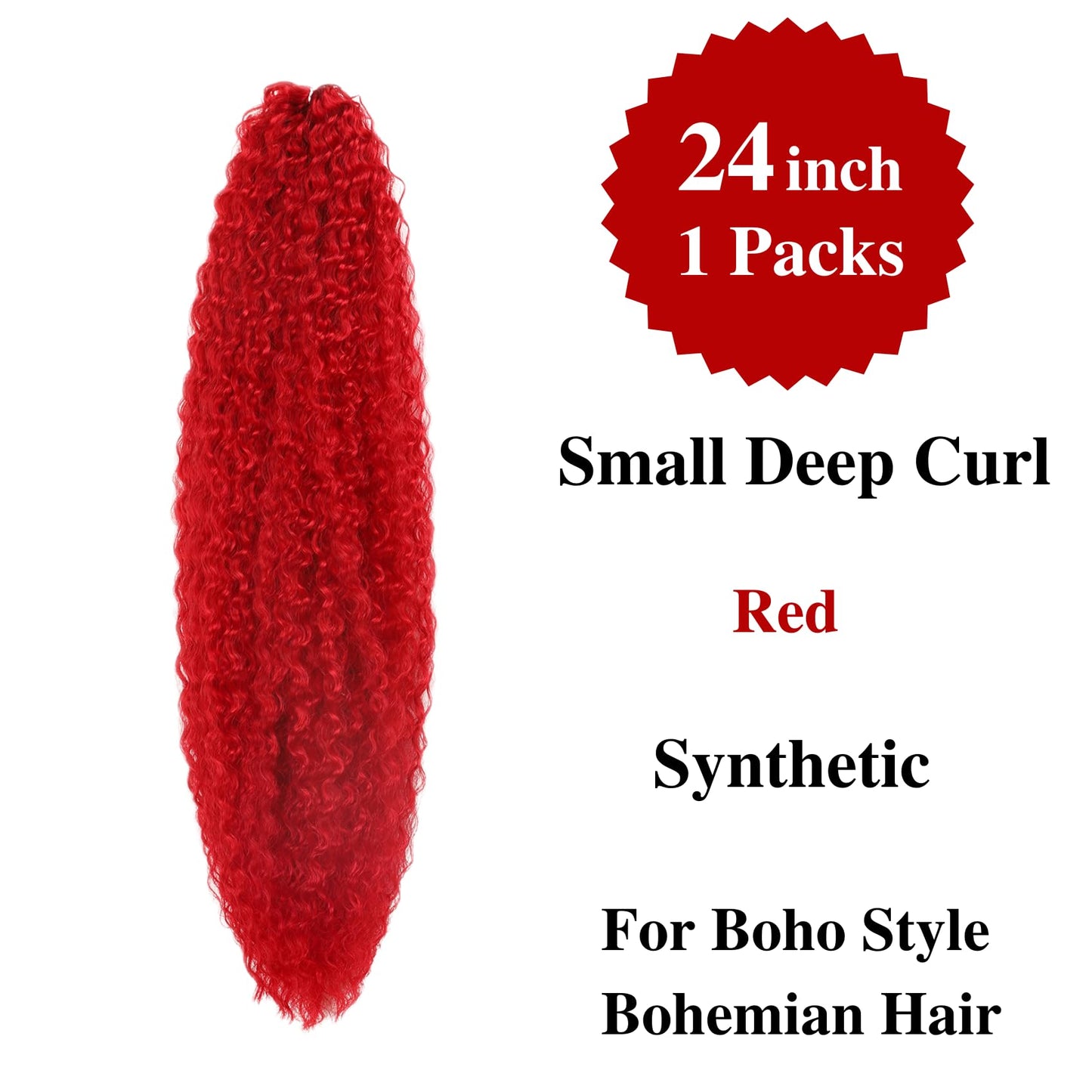 Red Braiding Hair Pre stretched Boho Hair for Mermaid Braiding Hair Extensions Micro Curl Boho Braids Curly Crochet Bohemian Bra