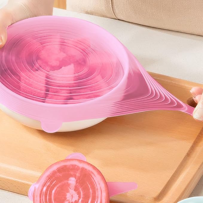 Reusable Silicone Stretch Lids – 18PCS Round & Square Stretchy Food Covers, Airtight & Leakproof, Microwave & Dishwasher Safe Pink