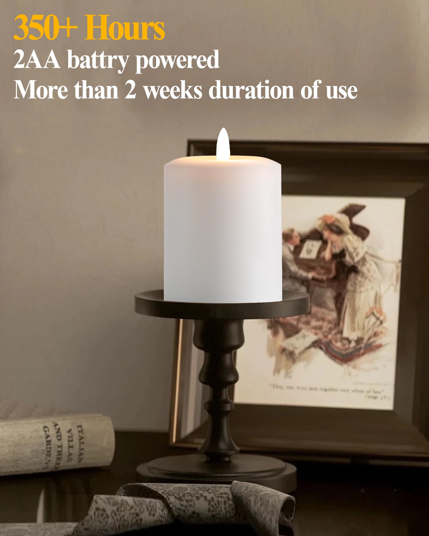 Gmnee 3"x5" Flickering Flameless Candles with Remote Timer, Real Wax, White Pillar Candles, Set of 3 Large LED Battery Operated Candles for Home, Fireplace, Centerpiece, Rustic and Farmhouse Decor