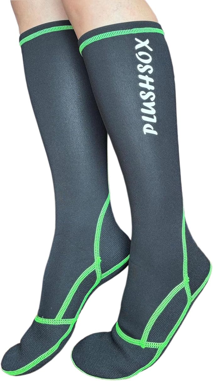 PLUSHSOX Premium Long Neoprene Wet Wading socks, no Bunching at Ankle, Wader Sock for Surfing Diving Fly Fishing, Gift Socks