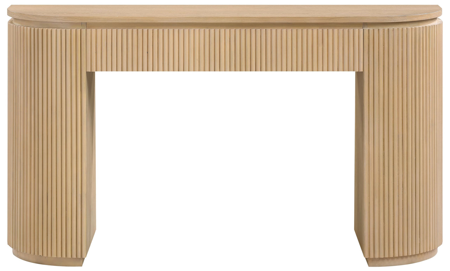 Meridian Furniture 818Oak-T Astrid Collection Modern | Contemporary Vanity/Desk/Console Table with Rich Natural Oak Finish, Solid Wood and Oak Veneer, Fluted Wood, 52" W x 14" D x 30" H, Natural