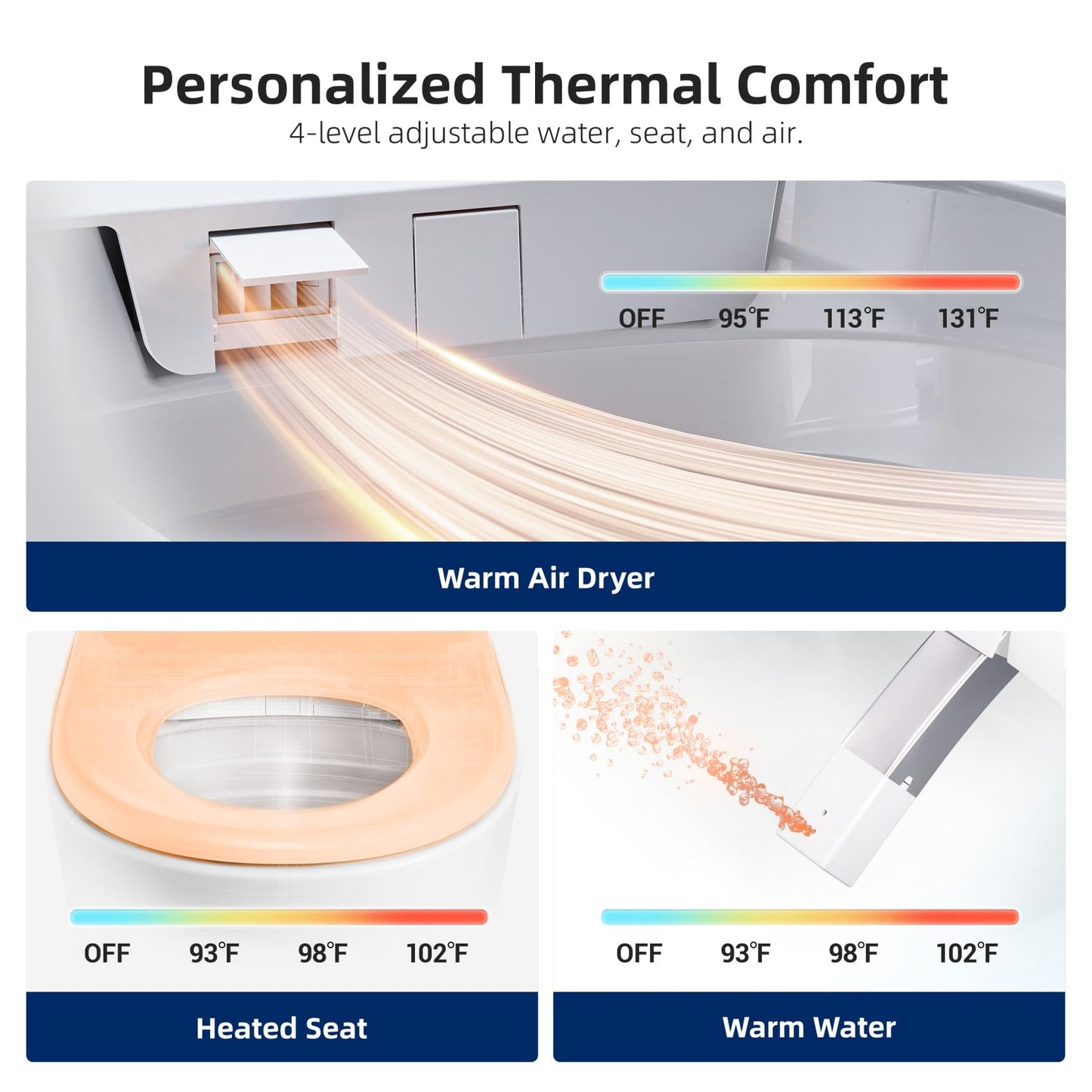 RekeSmt Smart Toilet with Bidet, ADA Comfort Height, UV-C Light, Foam Shield, Auto Open Close & Men's Urinal Auto Flush, 12" Rough-in One Piece Bidet Toilet with Tank, RKS-X700 MAX