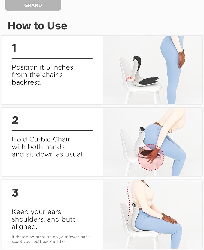 curble Grand(Extra Wide&Sturdy) Cover Set – Ergonomic Back Support Chair with Detachable Cover, Lumbar Support for Posture Correction & Lower Back Pain Relief, Perfect for Home & Office(Set Black)