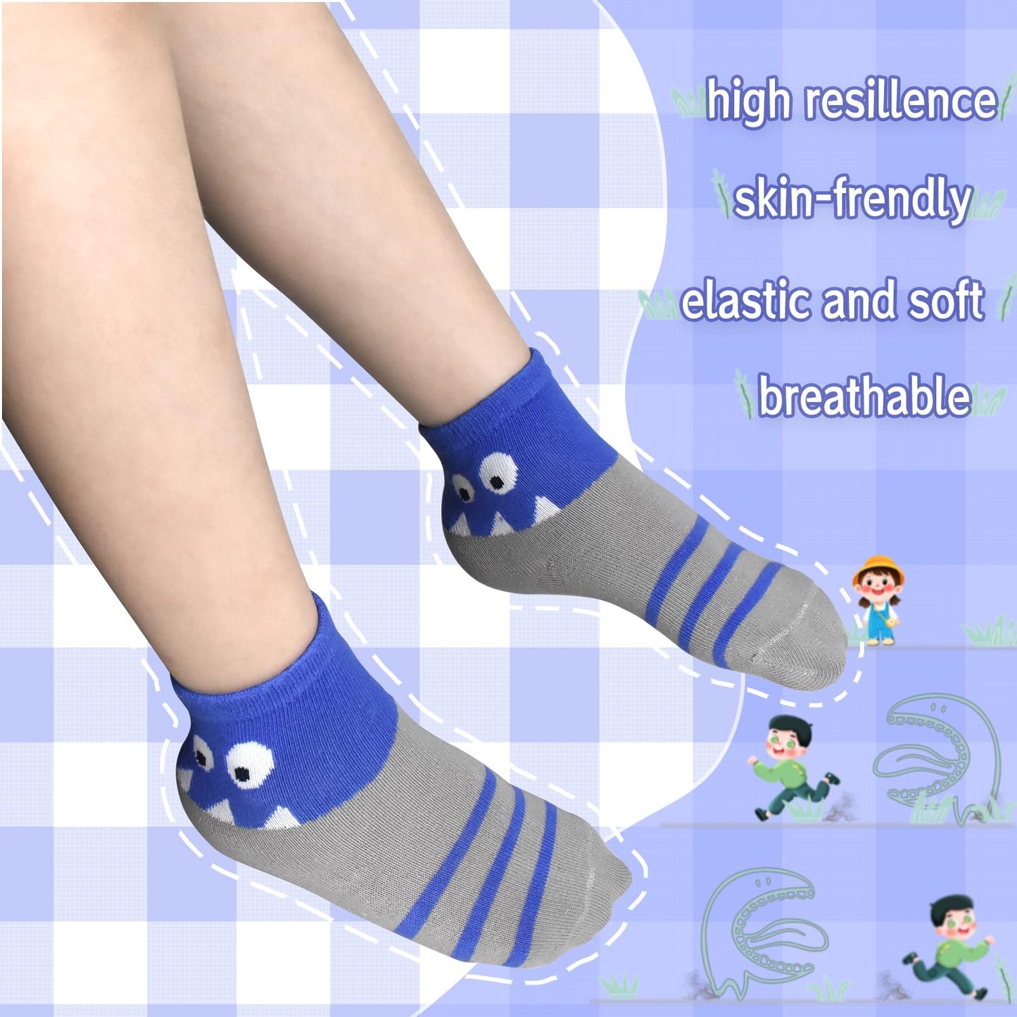 SPTRAMLE Kids Socks 12 Pairs Novelty Crazy Crew Socks for Toddler Boys Girls 3-5 Years Old Fun Mid Cut Socks Children Gift
