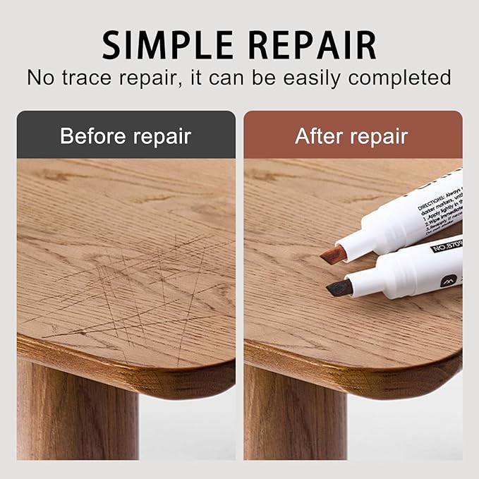 BOPOVA Furniture Markers Touch Up, Scratch Repair Kit, 3 Color Wood Markers for Scratches, Stains, Floors, Tables, Desks, Cabinets, Bedposts (Bamboo, Mahogany, Oak)