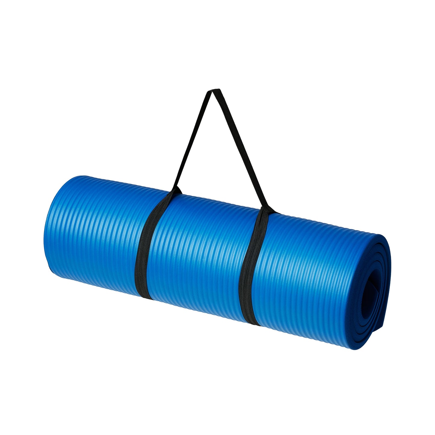 Amazon Basics 1/2 Inch Extra Thick Exercise Yoga Mat with Carrying Strap, Cushioned Support, for Fitness and Gym Workouts, Blue