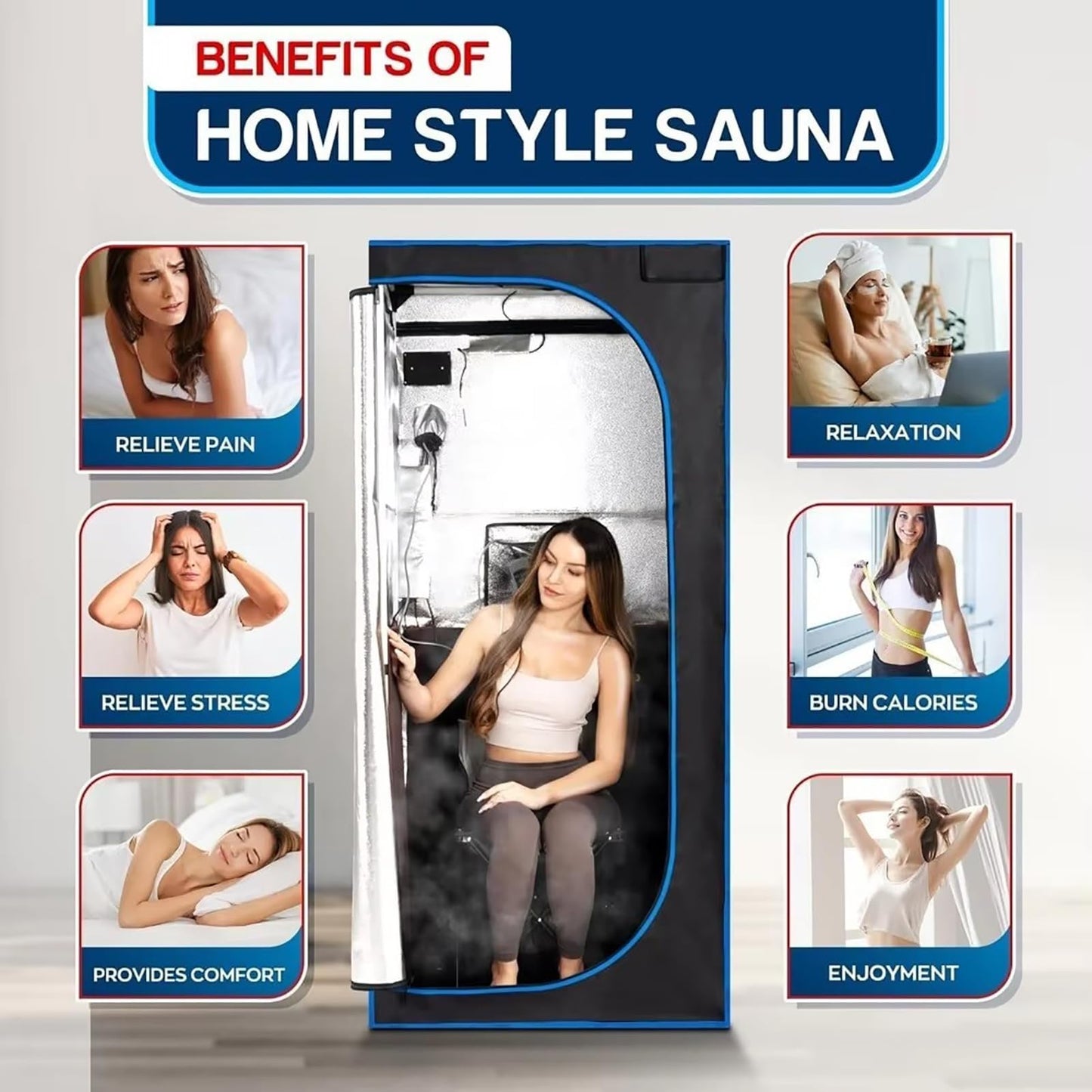 YXKJZHF Full Size Portable Steam Sauna Tent,One Person Indoor Sauna Box for Indoor Home Spa, with Remote Control, Foldable Chair