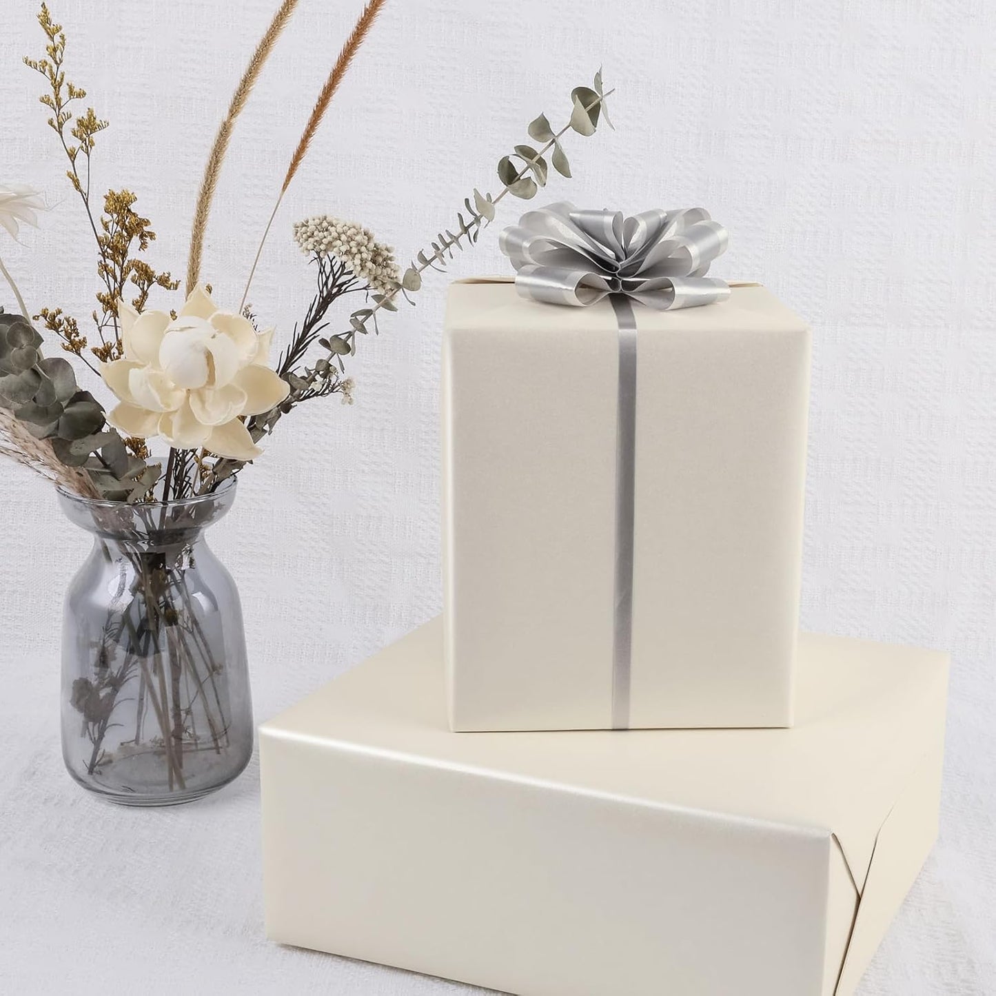 NESCCI Off White Matte Wrapping Paper,Solid Color Pearly-Lustre Paper,Gift Wrapping Paper,Perfect for Wedding,Valentine's Day,Birthday, Christmas,Baby Shower,DIY Bouquet (17 Inches X 32.8 Feet)