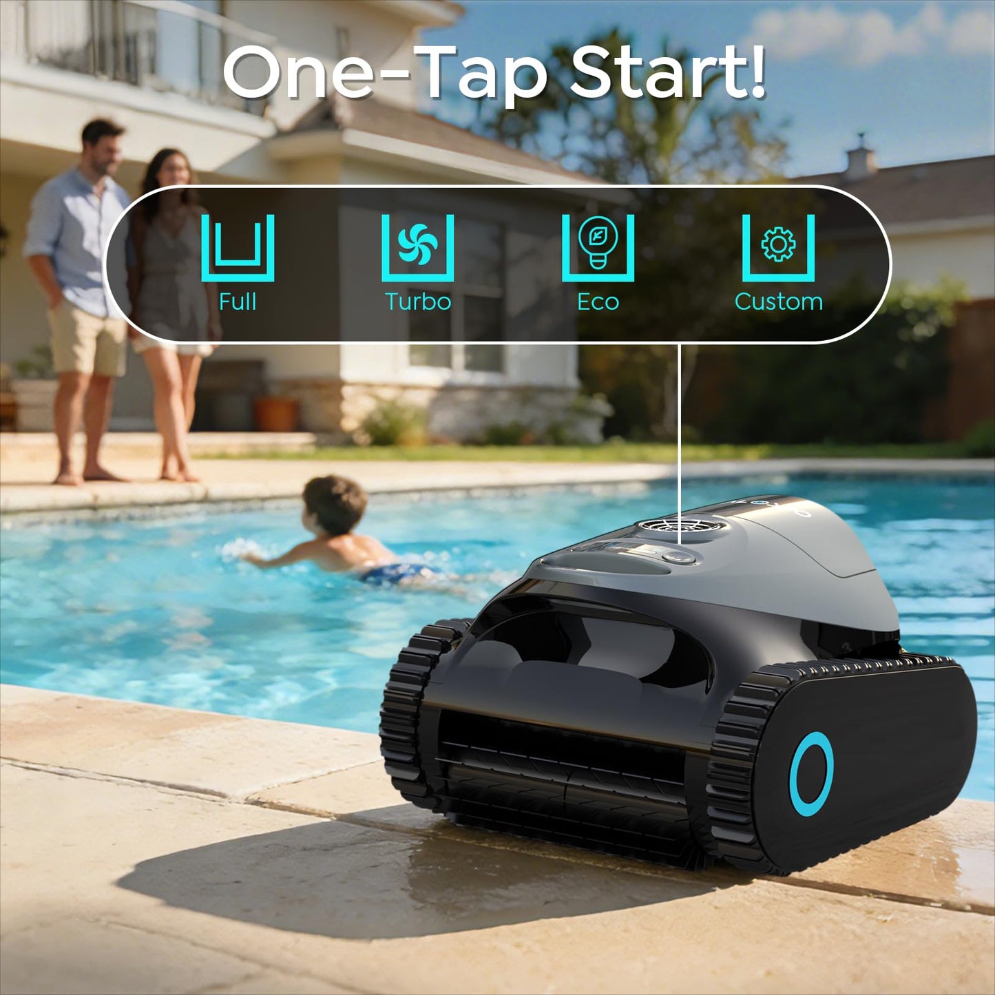(2026 New) TALOSBO C1 Robotic Pool Cleaner, 180 Mins, Ultra-Strong Suction, Wall & Waterline Cleaning, Pool Vacuum for Inground Pools up to 1615 sq.ft, Dual Filtration, Smart Navigation, App Support
