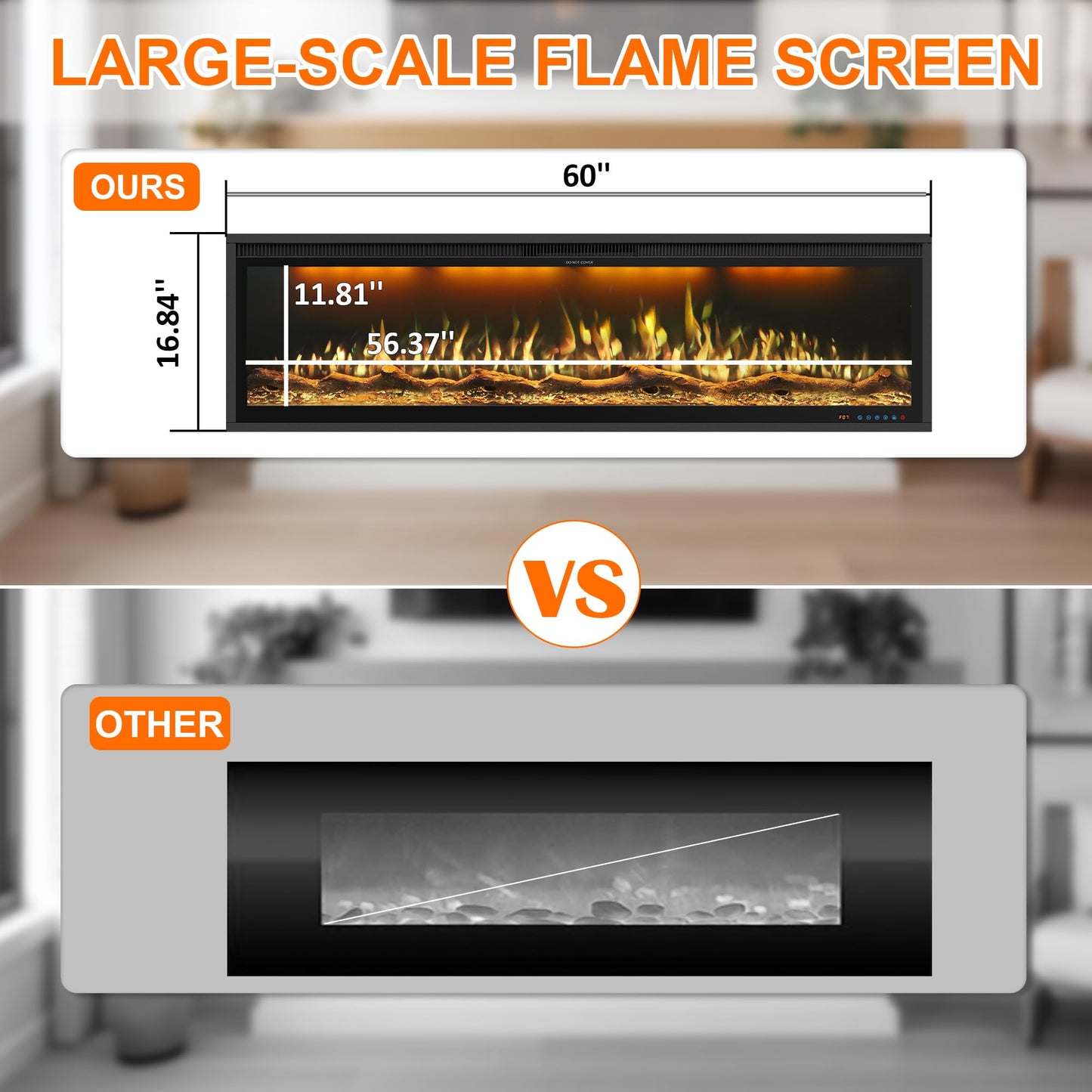 48" WiFi Electric Fireplace Insert, Ultra-Narrow Bezel Fireplace Heater with APP Control, 3 Top Light Colors, 13 Flame & Fuel Bed Colors, 9H Timer, Recessed/Wall Mounted, 750/1500W, Black
