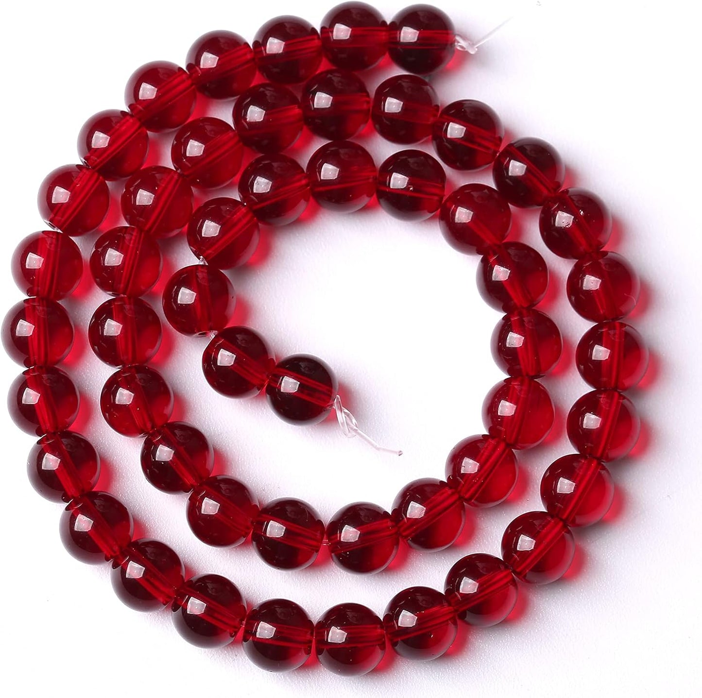 80pcs 10mm Smooth Garnet Red Glass Crystal Round Loose BeadsFor Jewelry Making DIY Bracelet Necklace Accessories 32" 2 Strand