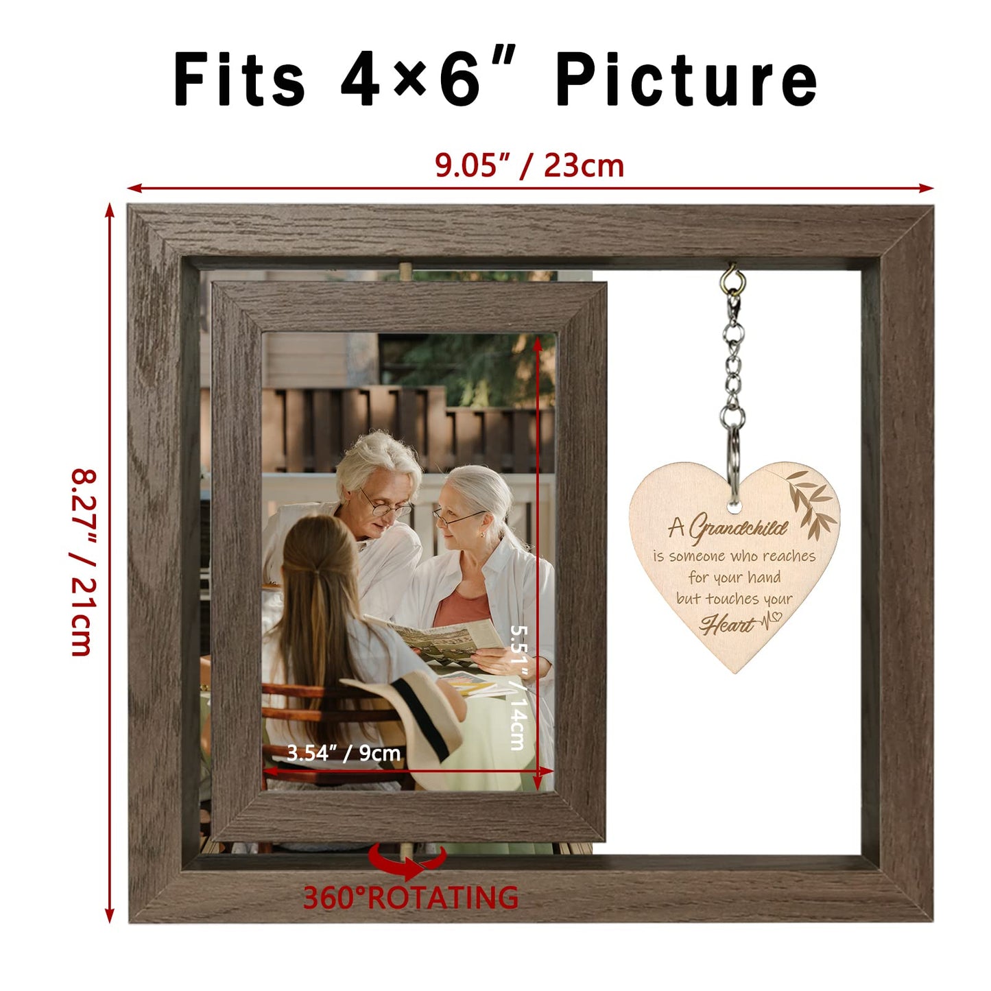 EYITUPC A Grandchild is Someone Who Reaches for Your Hands but Touches Your Heart Picture Frame First Time Grandparents Gifts, Display Two 4x6 Inch