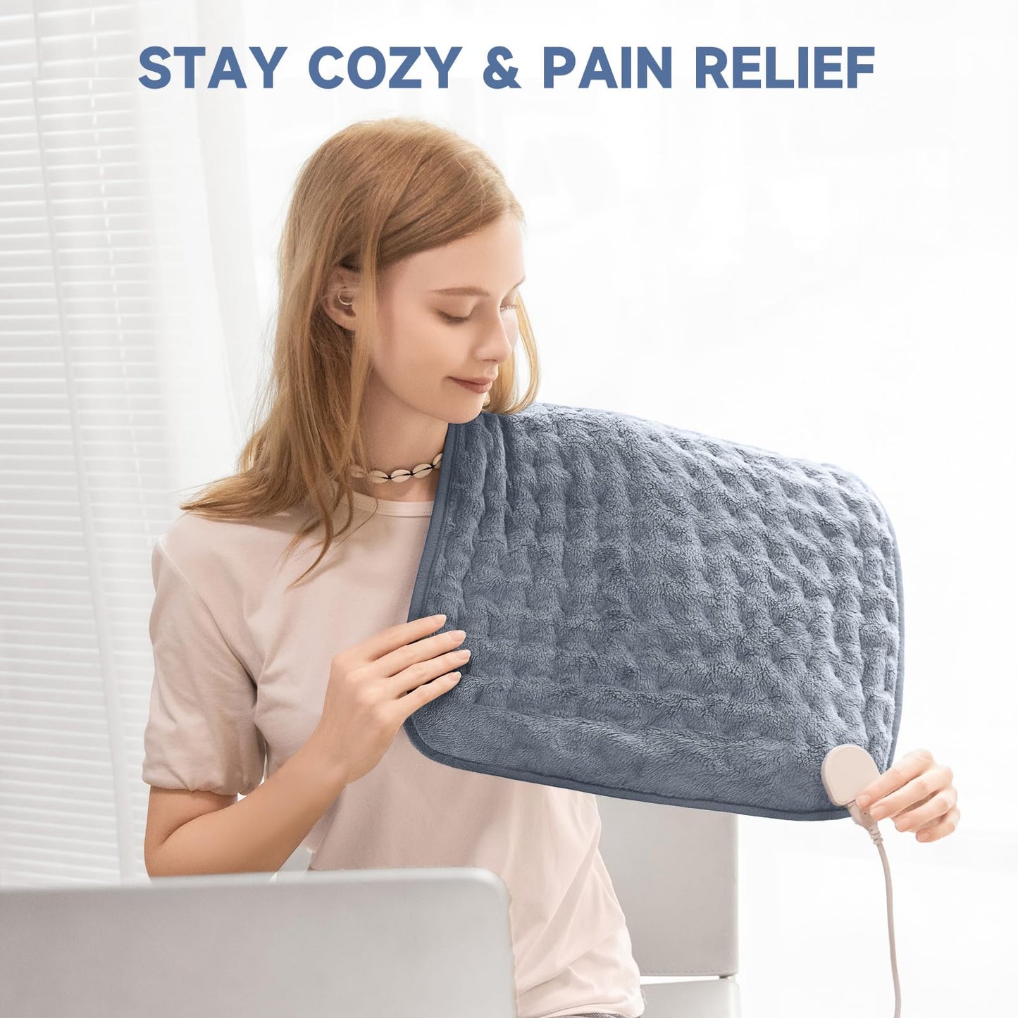 Heating Pad for Back, Neck, and Cramps, 20"x24" Electric Heat Pad with Moist/Dry Heat, 6 Heat Settings & Auto Shut-Off, Soft Flannel, Pain Relief for Men and Women