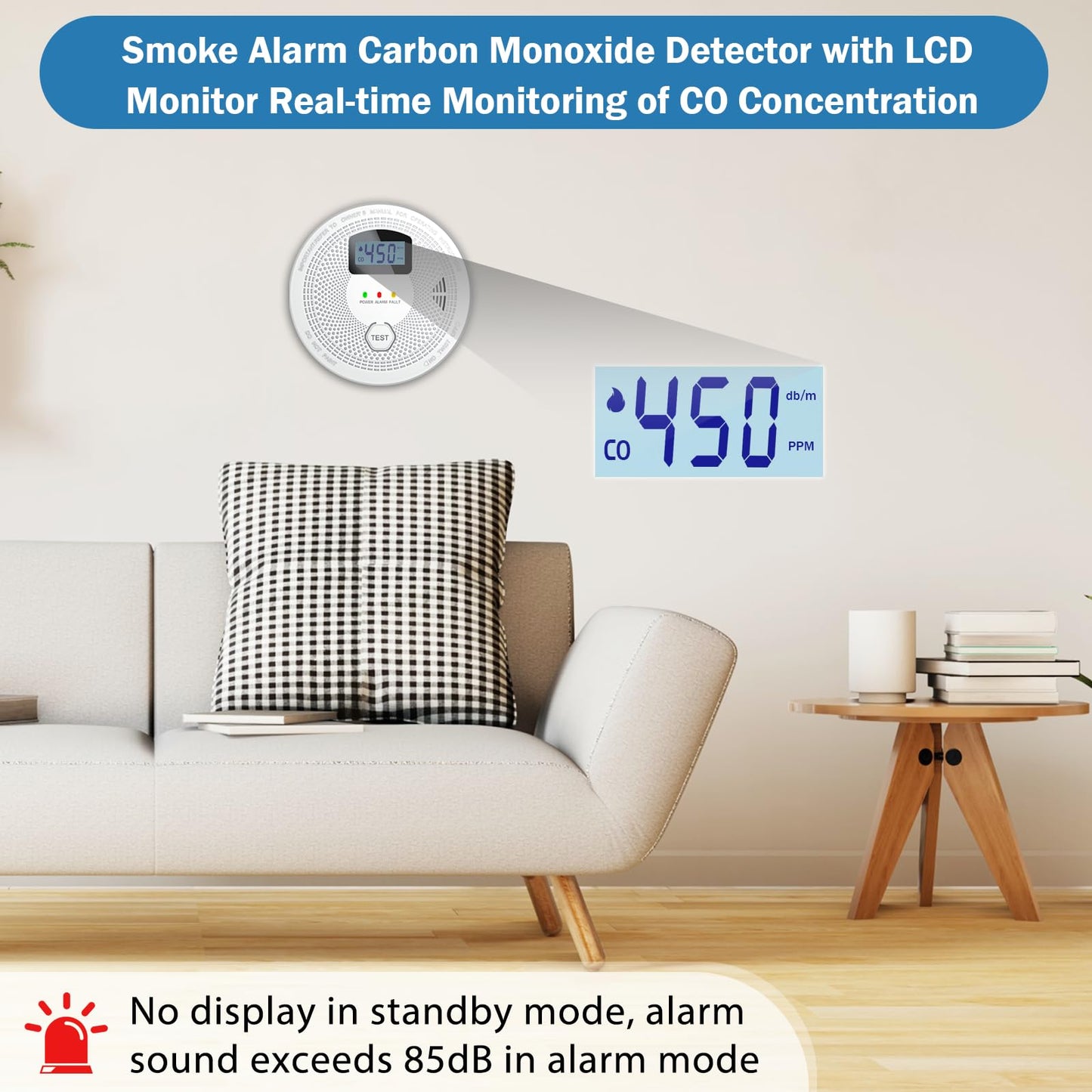 Smoke Detector and Carbon Monoxide Detector Combo with LED Indicators, 2 in 1 CO & Smoke Alarm, Battery Operated Smoke and Carbon Monoxide detectors 3-Pack