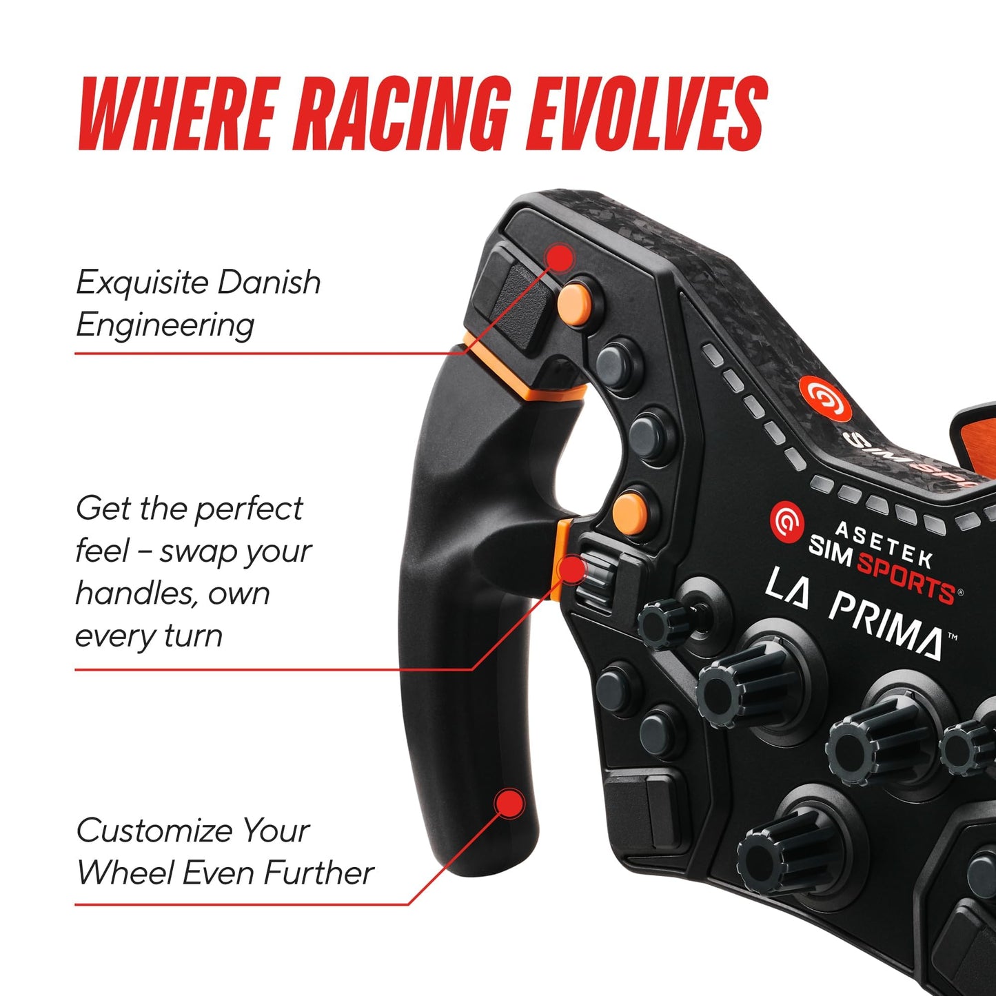 ASETEK La Prima Formula Gaming Steering Wheel | Premium Steering Wheel Gaming for PC | High Precision & Customizable Controls