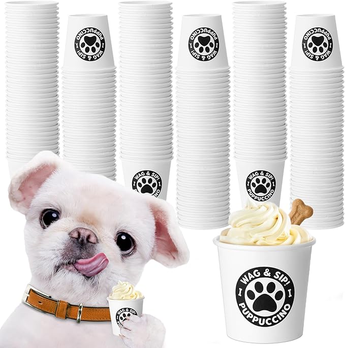 Yungyan 100 Pcs 3 oz Tiny Pup Cups for Dogs Mini Cups for Cream Mini Dog Paw Disposable Paper Container for Cafe Bar Pet T...