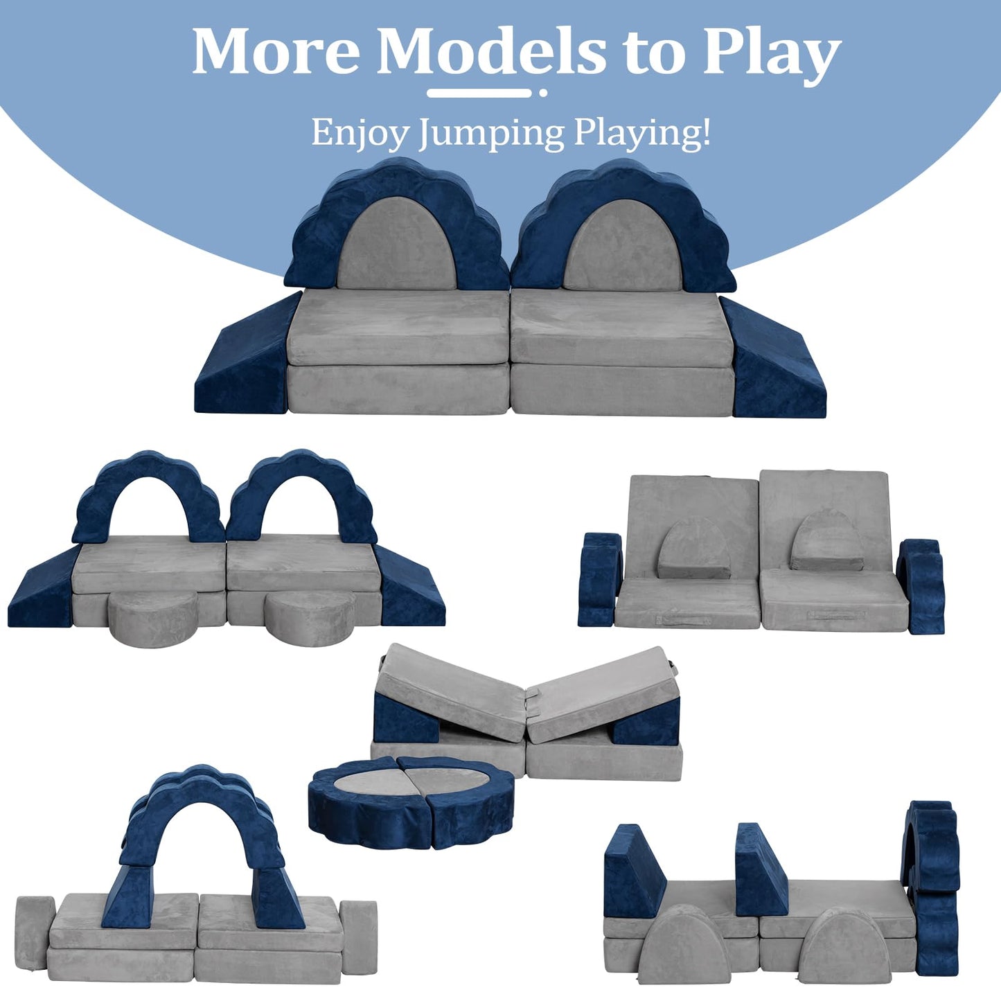 LOAOL Kids Couch 10PCS, Modular Kids Play Couch, Multifunctional Foam Toddler Sofa, Imaginative Convertible Play Sofa for Playroom