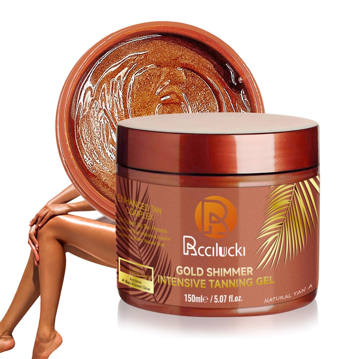 Golden Shimmer Tanning Gel-Browning Tan Accelerator-Hydrating Bronze Enhancer with Carrot & Coconut | Tanning Cream for Sun/Tann
