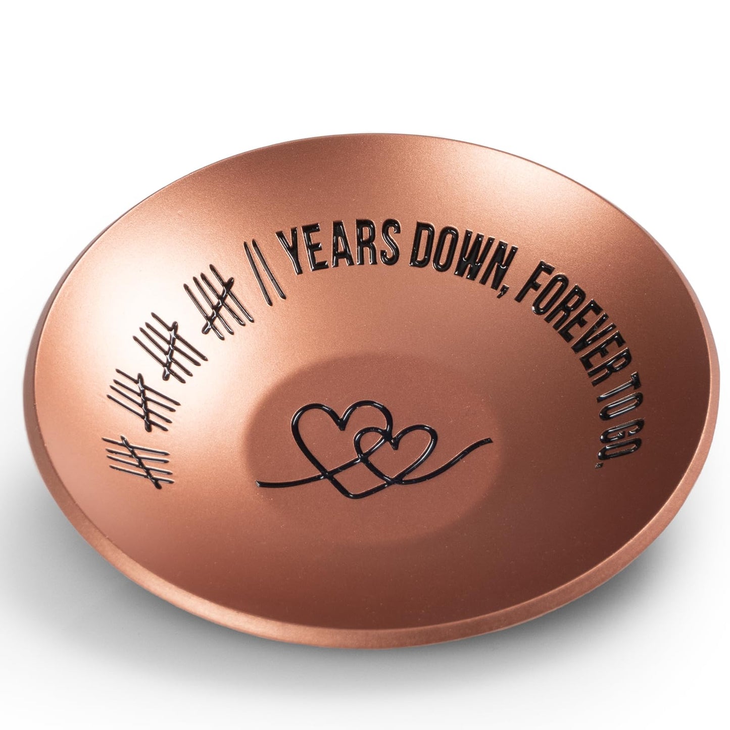 22nd Anniversary Copper Gifts, 22 Year Wedding Anniversary For Him Her Women Men, 4" Ring Holder Dish - Ideal Copper Metal Jewelry Tray Decorations For Wife Husband Couple Parents