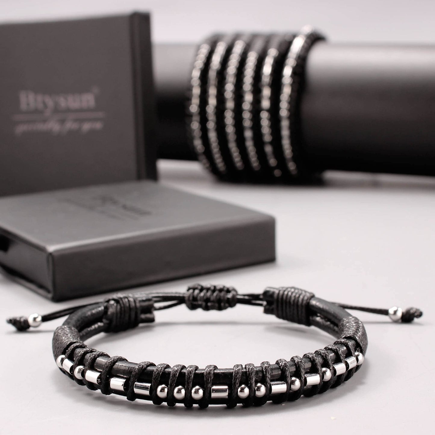 Btysun Morse Code Bracelets for Men Memorial Gifts for Loss of Father Bereavement Birthday Leather Bracelet Adjustable Dad Husba